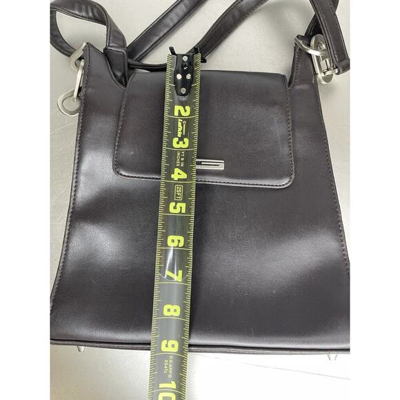 Vintage Guess Brown Faux Leather Shoulder Bag Tote Minimalist G Logo Purse Y2K - Picture 6 of 8